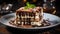 A decadent slice of homemade chocolate tiramisu on a plate generated by AI