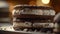 A decadent stack of homemade chocolate cookies with whipped cream generated by AI