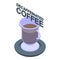 Decaffeinated coffee restaurant cup icon, isometric style