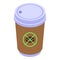 Decaffeinated coffee to go cup icon, isometric style