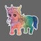 Decal handdrawn smiling unicorn pony. Vector illustration