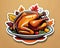 Decal sticker label cooked Thanksgiving turkey platter