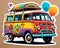 Decal sticker label hippie vintage decorated camper love van