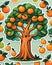 Decal sticker label orange tree health fruit design