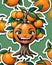 Decal sticker label orange tree smiley face cartoon