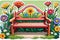 Decal sticker label park bench green grass