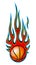Decal vector illustration of burning basketball ball icon and flame