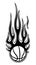 Decal vector illustration of burning basketball ball icon and flame