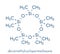 Decamethylcyclopentasiloxane D5 molecule. Cyclic silicone chemical, frequently used in cosmetics deodorants, sunblocks, hair.