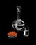 Decanter or carafe with glass and red caviar