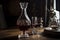 decanter with vintage wine, ready for sipping