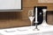 Decanter, wine glass, candle for wine tasting