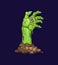 Decaying cartoon zombie hand, grasping for prey