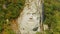 Decebalus (Decebal) king rock statue by the Danube River on a sunny day