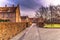 December 04, 2016: Red brick old houses of Roskilde, Denmark