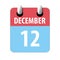 december 12th. Day 12 of month,Simple calendar icon on white background. Planning. Time management. Set of calendar icons for web
