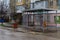 December 13, 2020 Balti MoldovaTransparent glass stop of public transport in bad rainy weather