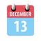 december 13th. Day 13 of month,Simple calendar icon on white background. Planning. Time management. Set of calendar icons for web