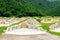 December 16, 2017: Chinese Cemetery for burial of people with green plant and forest for background at Kanchanaburi, Thailand