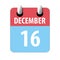 december 16th. Day 16 of month,Simple calendar icon on white background. Planning. Time management. Set of calendar icons for web