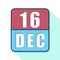 december 16th. Day 16 of month,Simple calendar icon on white background. Planning. Time management. Set of calendar icons for web