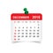 December 2018 calendar. Calendar sticker design template. Week s