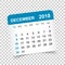 December 2018 calendar. Calendar sticker design template. Week s