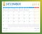 DECEMBER 2018, illustration vector calendar or desk planner, weeks start on Monday