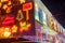 December 2018, New Milton, United Kingdom - Decorated and Lighted houses for Christmas and New Year at Night. Outdoor decor for