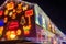 December 2018, New Milton, United Kingdom - Decorated and Lighted houses for Christmas and New Year at Night. Outdoor decor for