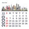 December 2020 Calendar Template with New York City Skyline