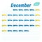 December 2020 planner. English calendar. Schedule design, journal, day book, diary or to-do list. Green color vector template.