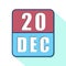 december 20th. Day 20 of month,Simple calendar icon on white background. Planning. Time management. Set of calendar icons for web
