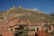 December 28, 2013. Albarracin, Teruel, Aragon, Spain. Views Of The Castle And Medieval Village From The Atrium Of The Cathedral.