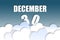 december 30th. Day 30 of month,Month name and date floating in the air on beautiful blue sky background with fluffy clouds. winter