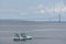 December 4  2019  Manaus  Brazil. A Boat Moves In Front of The Rio Negro Bridge Bridge On the Amazon River.