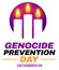 December 9 is observed as Genocide Prevention Day globally, background design with glowing candles and typography