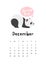 December calendar with panda template