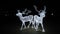 December in Kaunas, Lithuania. Christmas atmosphere of the city at night. Illuminanited deers in front of Kaunas castle