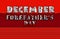 December month , Forefather's Day, Text Effect on red Background