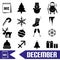 December month theme set of simple icons