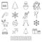 December month theme set of simple outline icons eps10