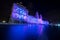 December night with Christmas lights in the National Palace of Mafra in Mafra village near Lisbon. Convent and Basilica of Portuga