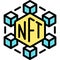 Decentralize icon, NFT related vector illustration