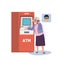 Deceptive Money Transfer concept. A scammer is tricks an elderly woman into transferring money at ATM machine