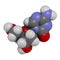 Decibatine drug molecule. 3D rendering. Atoms are represented as spheres with conventional color coding: hydrogen white, carbon