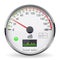 Decibel gauge. Volume unit on low level. Glass gauge with chrome frame