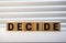 Decide word on wooden cubes