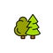 Deciduous and coniferous tree color. Forest. icon thin line, linear, outline. Simple sign