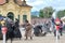 Decin (Tetschen), Czechia - May 14 2023: Medieval show on town market cultural festival with monks playing soccer